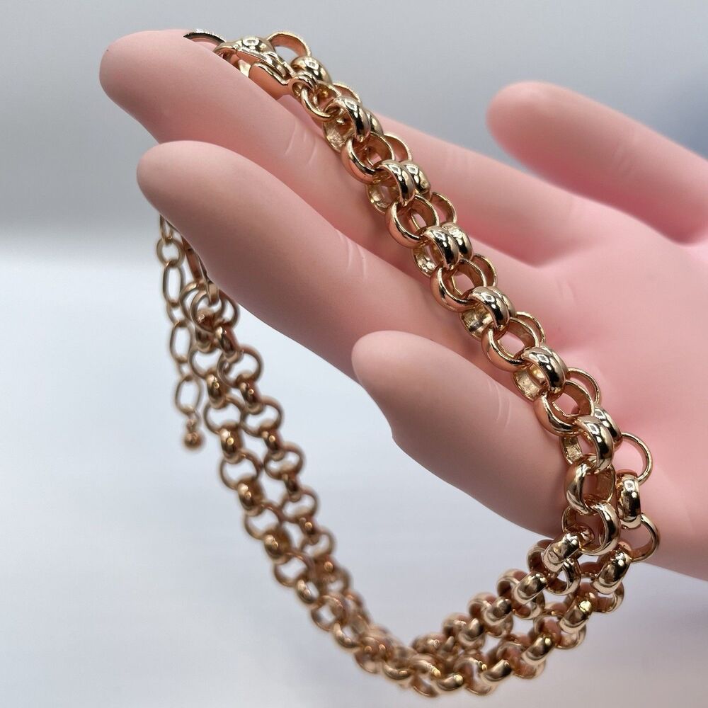 Origami Owl Rose Gold Tone Anklet Ankie Bracelet Double Rolo Chain Boho Classic